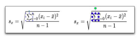 Two modes to select a symbol, depending on device.
 (M Pollanen at MathUI 14)